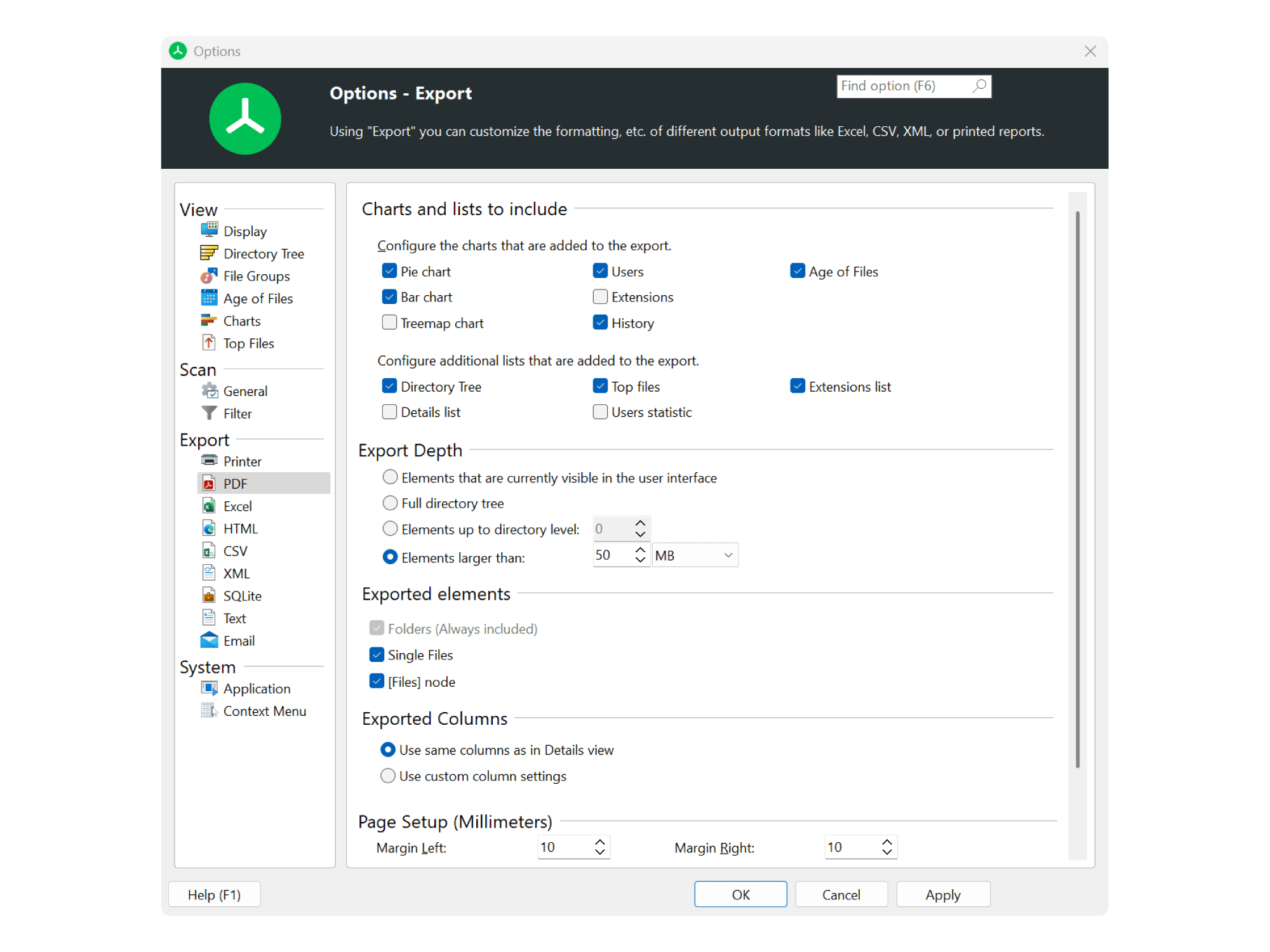Storage reporting and export